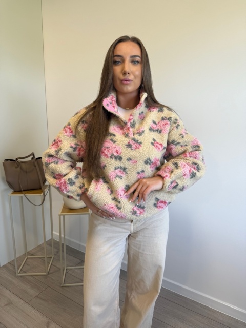 Bluza polar beżowa w kwiaty NOLIA