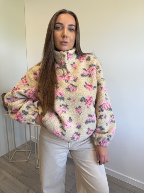 Bluza polar beżowa w kwiaty NOLIA