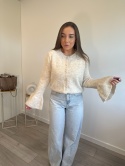 Sweter na Guziki z Rozkloszowanymi Rękawkami