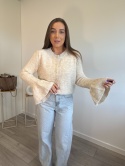 Sweter na Guziki z Rozkloszowanymi Rękawkami