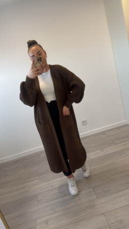 Kardigan Długi Czekoladowy