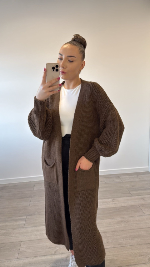 Kardigan Długi Czekoladowy