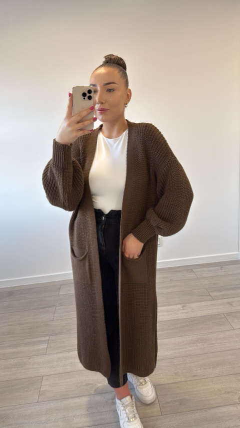 Kardigan Długi Czekoladowy