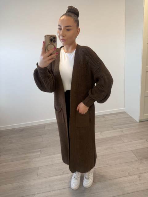 Kardigan Długi Czekoladowy