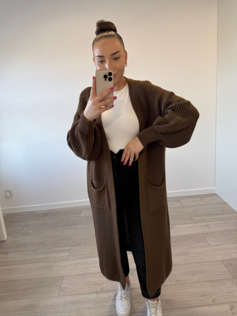 Kardigan Długi Czekoladowy