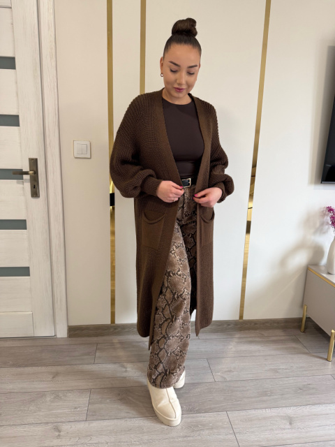 Kardigan Długi Czekoladowy