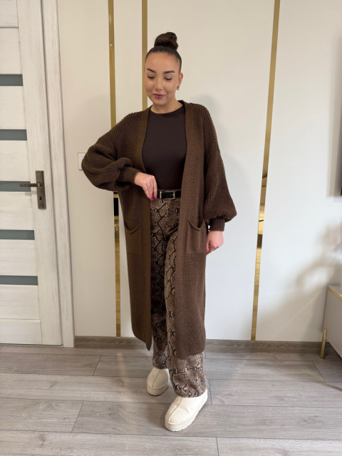Kardigan Długi Czekoladowy