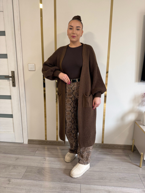 Kardigan Długi Czekoladowy