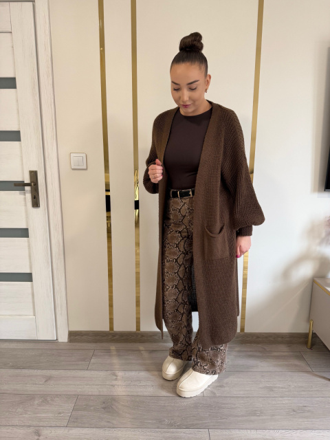 Kardigan Długi Czekoladowy