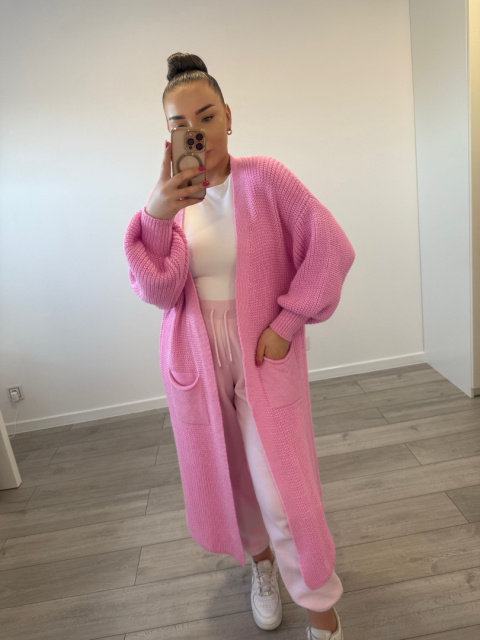 Kardigan Długi Różowy