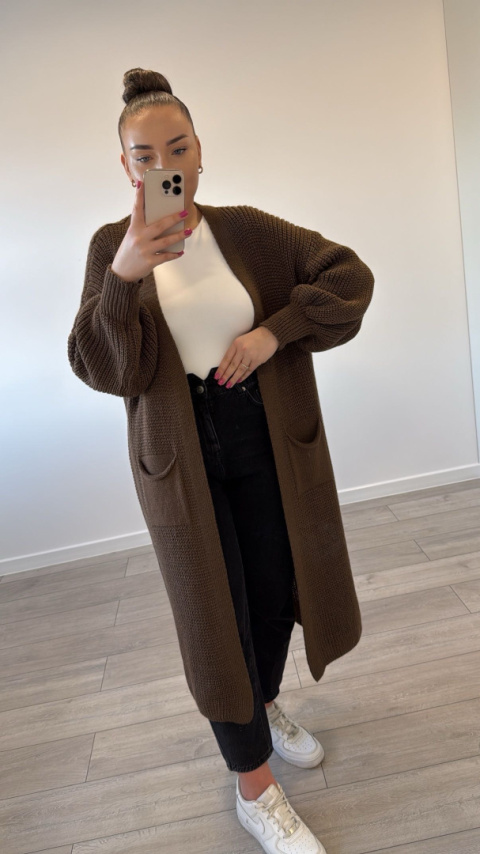 Kardigan Długi Czekoladowy