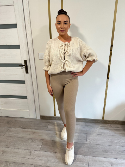 Sweter Wiązany Bow Jasny Beżowy