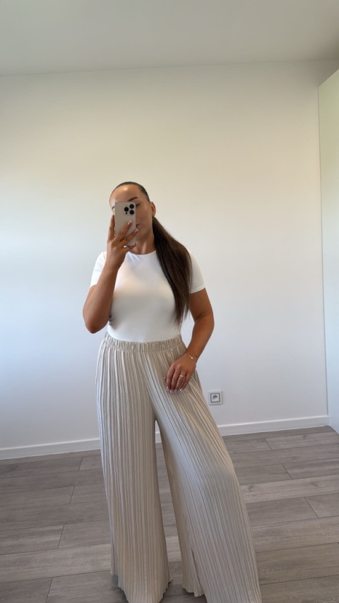 Spodnie Plisy Beżowe