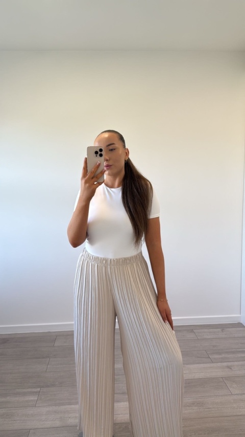 Spodnie Plisy Beżowe