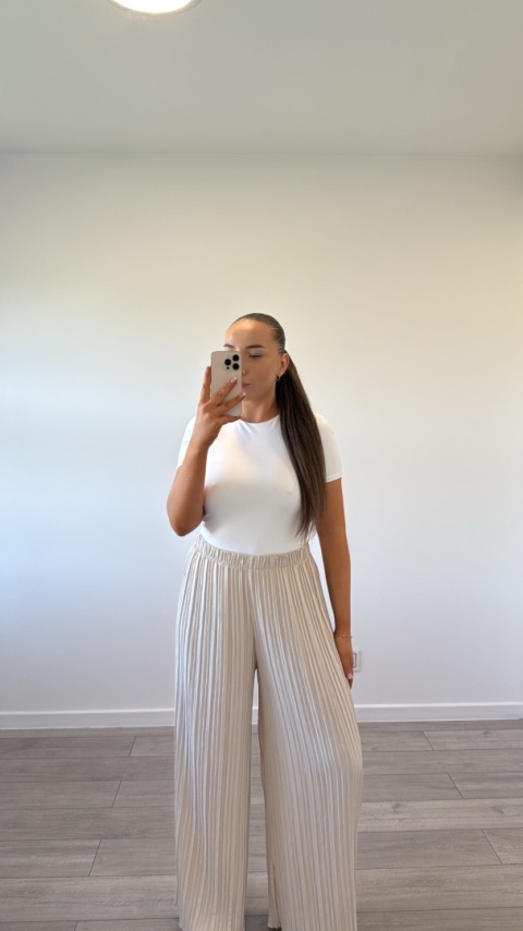 Spodnie Plisy Beżowe
