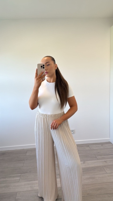 Spodnie Plisy Beżowe