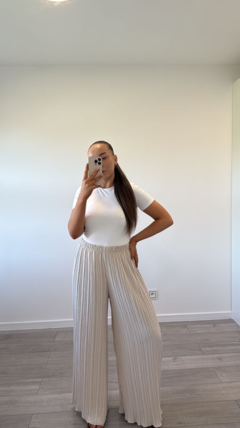 Spodnie Plisy Beżowe
