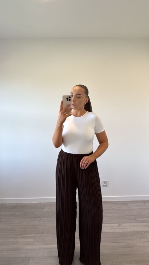 Spodnie Plisy Czekoladowe