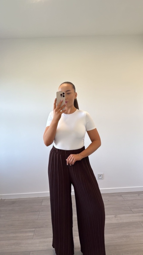 Spodnie Plisy Czekoladowe