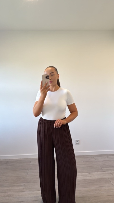 Spodnie Plisy Czekoladowe