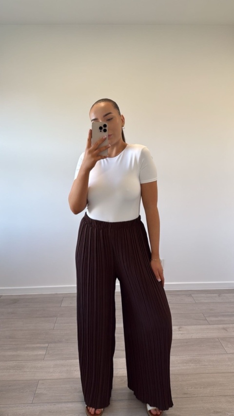 Spodnie Plisy Czekoladowe