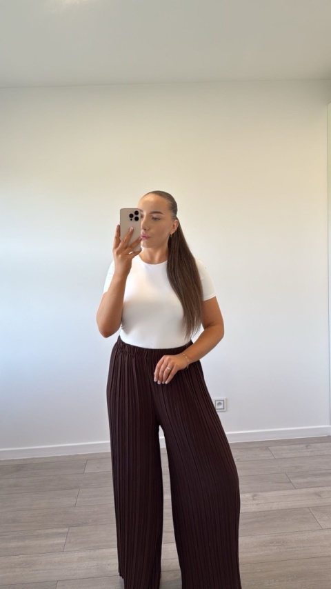 Spodnie Plisy Czekoladowe