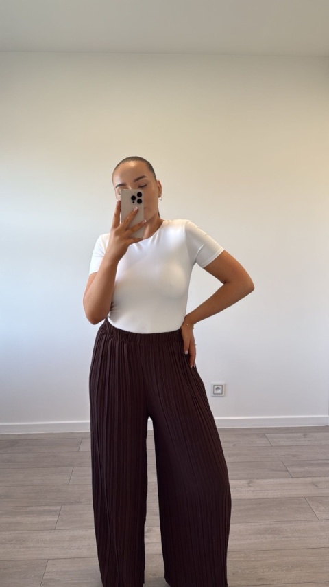 Spodnie Plisy Czekoladowe