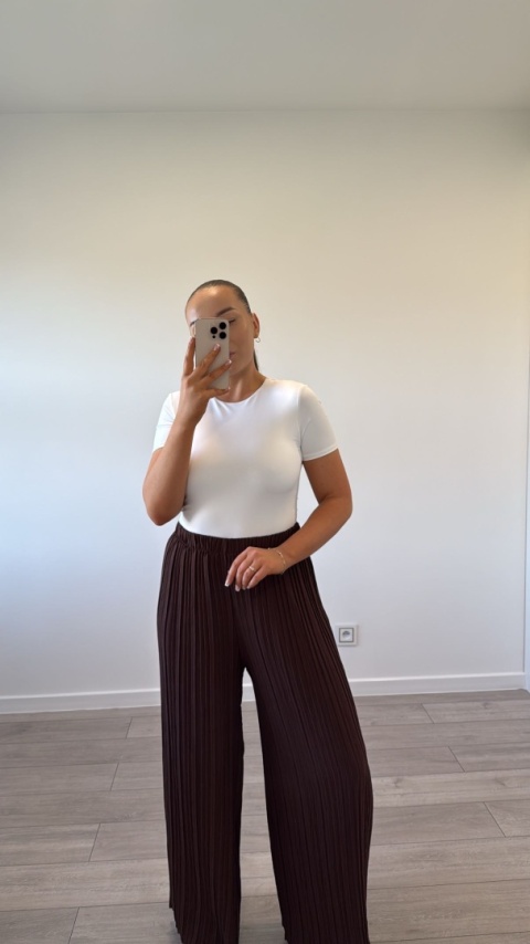 Spodnie Plisy Czekoladowe