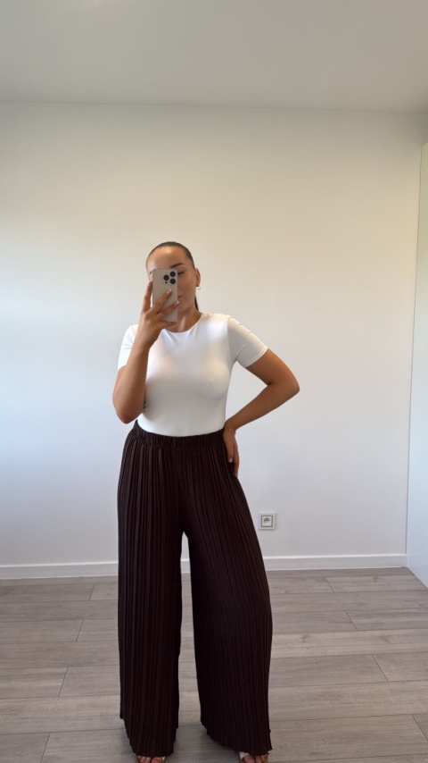 Spodnie Plisy Czekoladowe