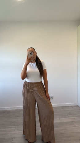 Spodnie Plisy Karmelowe