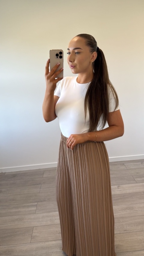 Spodnie Plisy Karmelowe