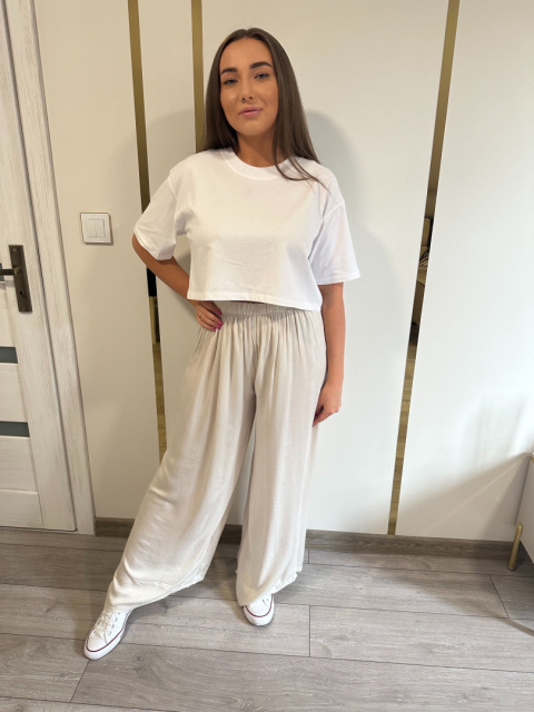 Spodnie Viskoza Beżowe