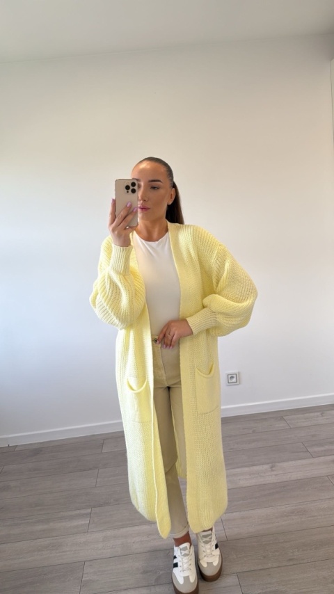 Kardigan Długi Masełkowy Żółty