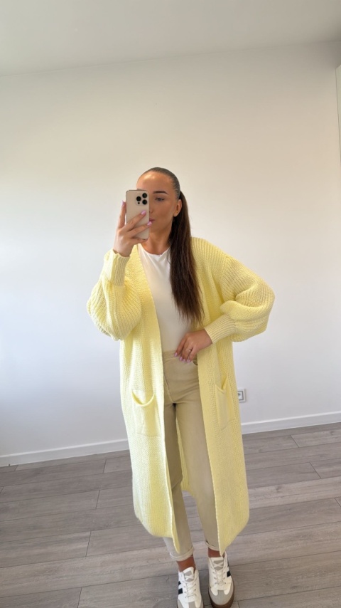 Kardigan Długi Masełkowy Żółty