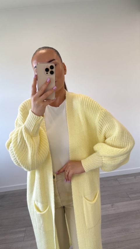 Kardigan Długi Masełkowy Żółty