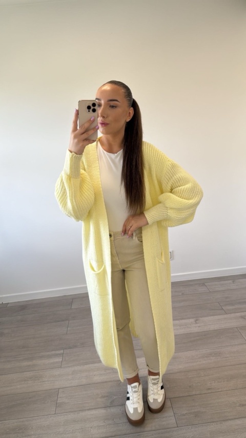 Kardigan Długi Masełkowy Żółty