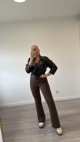 Legginsy z Rozcięciem po bokach Brązowe