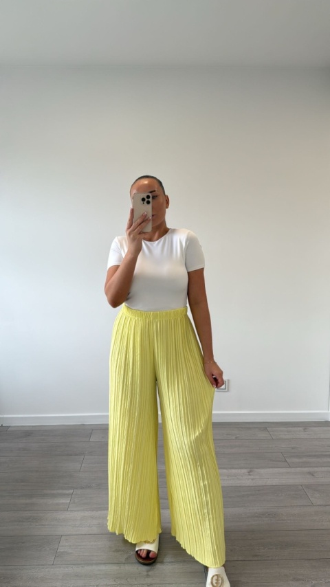 Spodnie Plisy Żółte