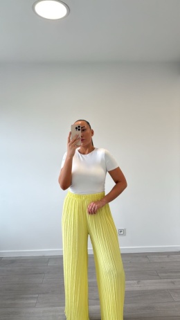 Spodnie Plisy Żółte