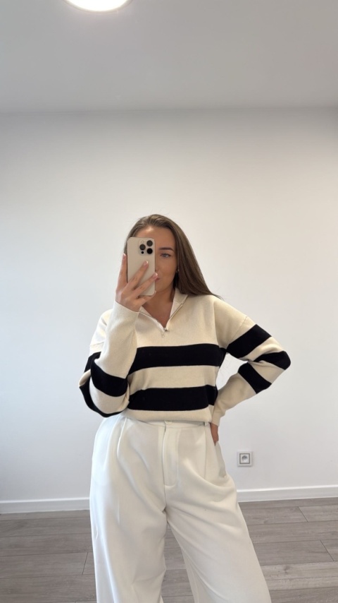 Sweter Beżowy Stripe