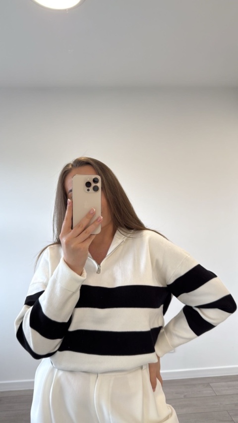 Sweter Biały Stripe