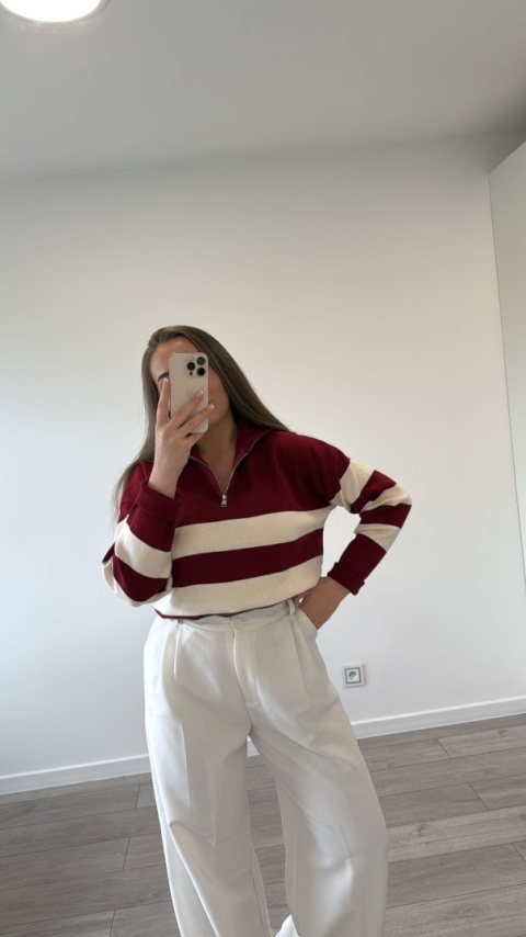 Sweter Bordowy Stripe