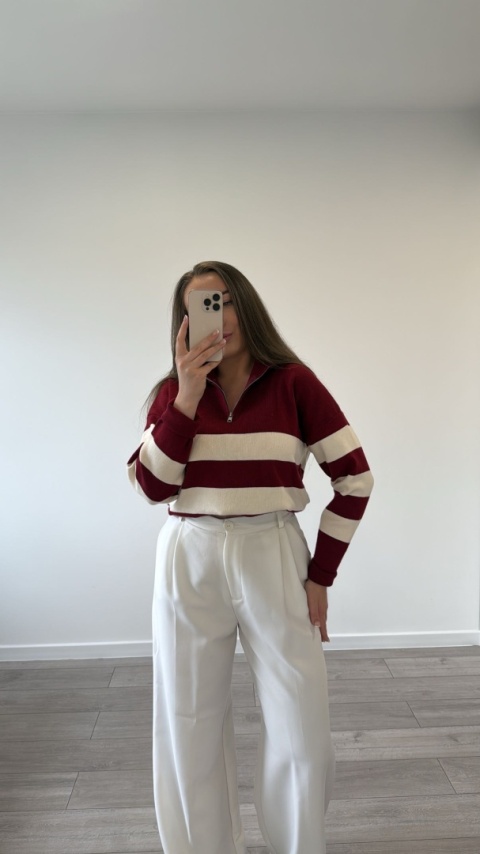Sweter Bordowy Stripe