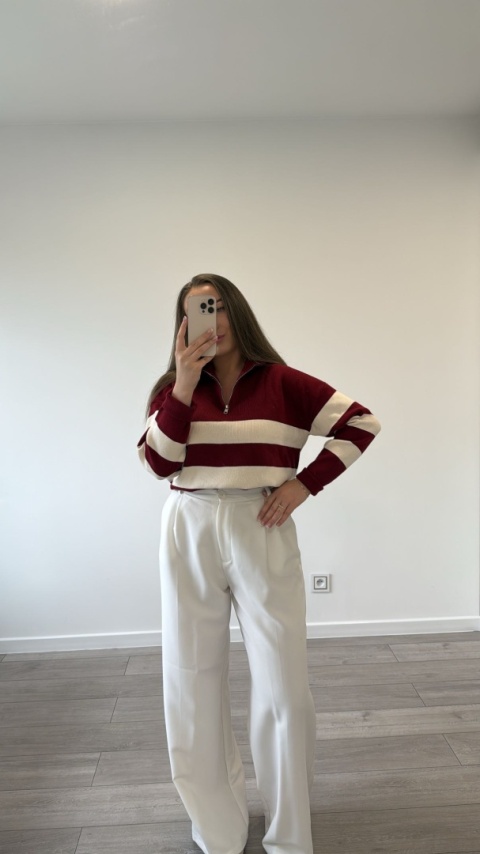 Sweter Bordowy Stripe