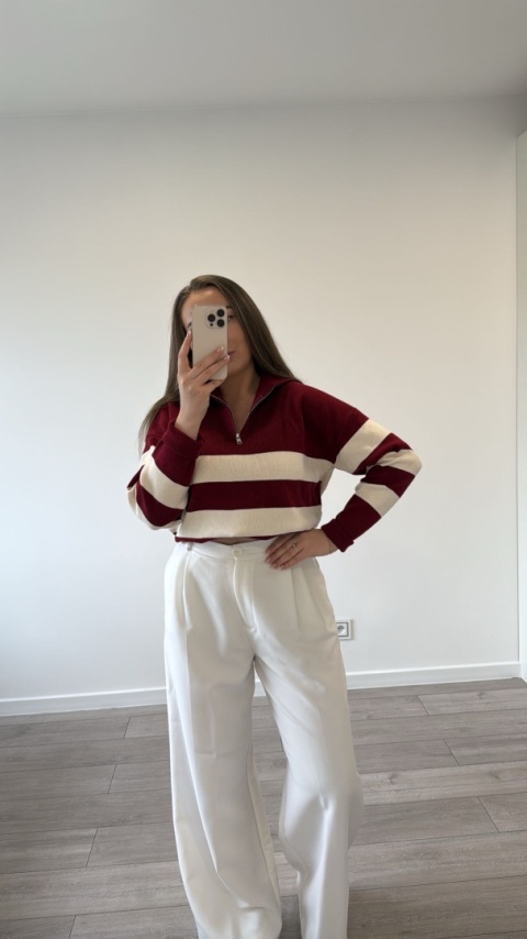 Sweter Bordowy Stripe