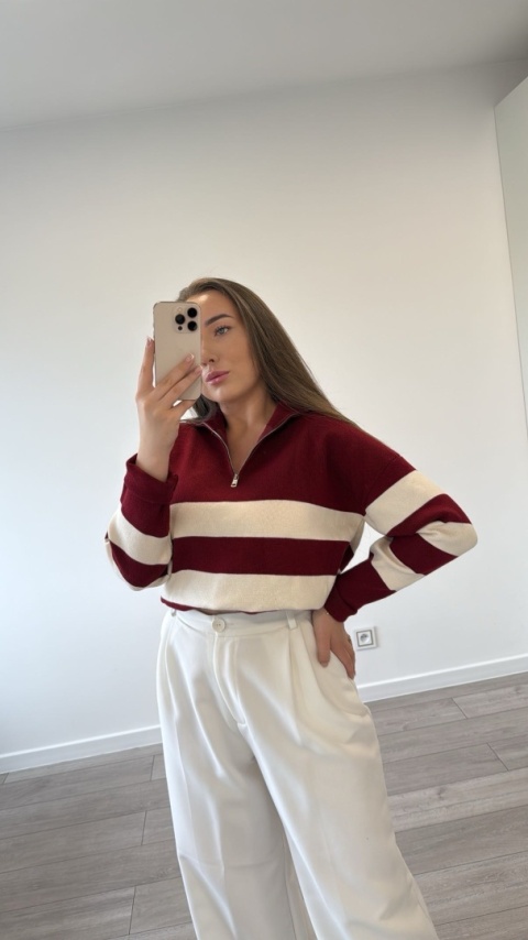 Sweter Bordowy Stripe