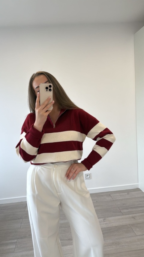 Sweter Bordowy Stripe