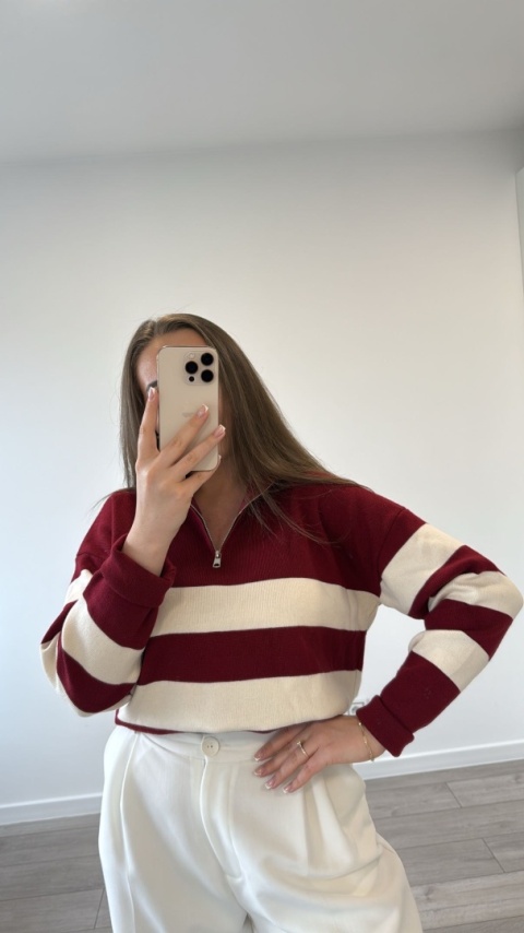 Sweter Bordowy Stripe