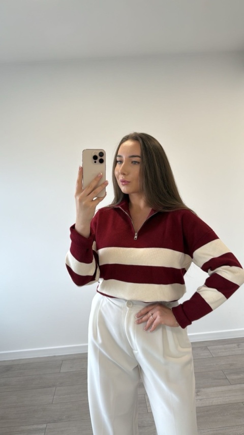 Sweter Bordowy Stripe
