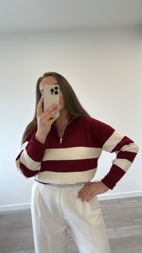Sweter Bordowy Stripe